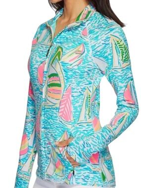 Lilly Pulitzer Luxletic Serena Jacket in Seaside Aqua You Gotta Regatta